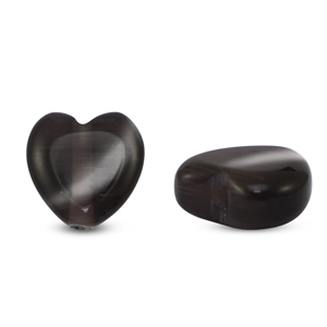 Glaskralen Cat's eye hart Anthracite