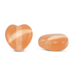 Glaskralen Cat's eye hart Orange