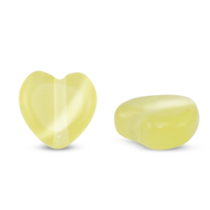 Glaskralen Cat's eye hart Yellow