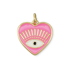 Brass TQ metaal bedels hart Alziend oog Gold-pink-white