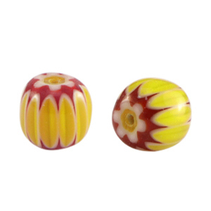 Millefiori kralen tube Light orange-red