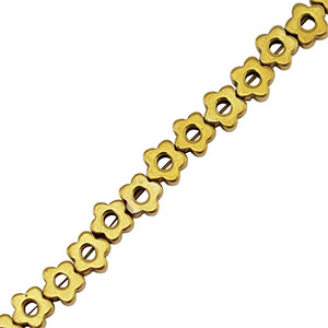Hematite kralen bloem 4mm Gold