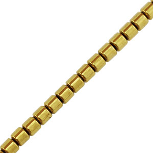Hematite kralen tube 3mm Gold