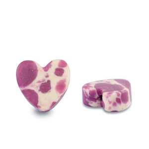 Natuursteen kralen hart Purple-white-brown