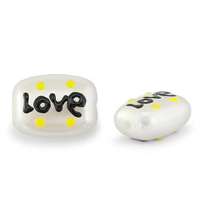 Acryl kralen "love" Pearl-black-yellow