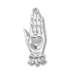 Bedels metaal hand met hart Silver
