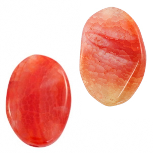 Half edelsteen kralen ovaal Orange red opal