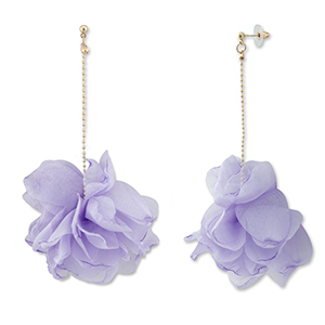Trendy oorbellen/oorstekers chiffon bloem Lavender-gold