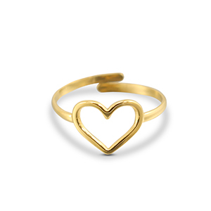 Roestvrij stalen (RVS) Stainless steel ringen hart Gold