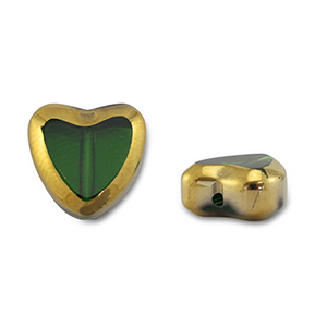 Glaskralen hart Green transparent-gold