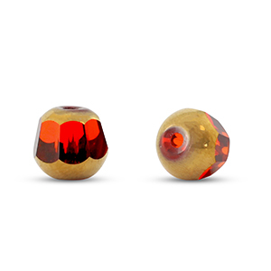 Glaskralen rond Red transparent-gold