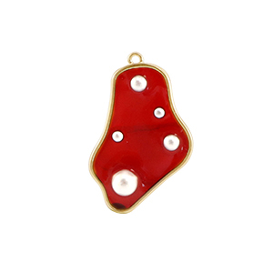 Resin hangers irregular met parels Gold-red-white