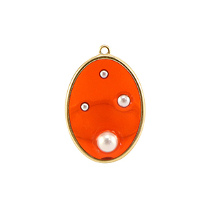 Resin hangers ovaal met parels Gold-orange-white