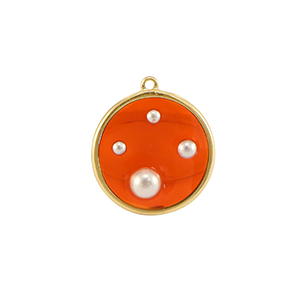 Resin hangers rond met parels Gold-orange-white
