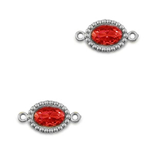 Roestvrij stalen (RVS) Stainless steel tussenstukken zirkonia ovaal Silver-red