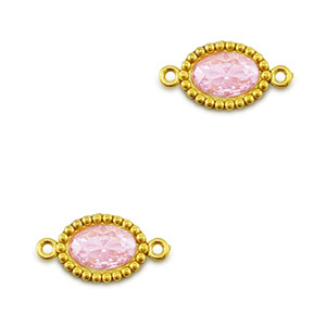 Roestvrij stalen (RVS) Stainless steel tussenstukken zirkonia ovaal Gold-light pink