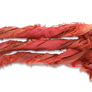 Zijden sari linten Rust red-green