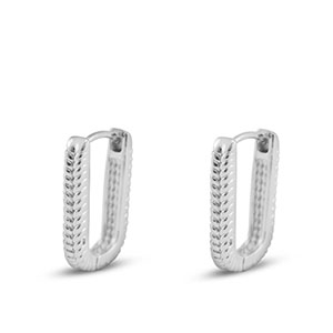 Brass TQ metaal oorbellen / oorstekers ovaal Silver