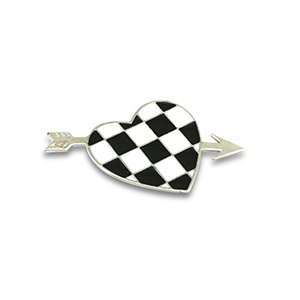 Broches hart met pijl Silver-black-white