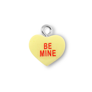Resin hangers hart "BE MINE" Light yellow-red