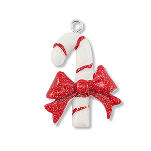 Resin hangers zuurstok met strik White-red