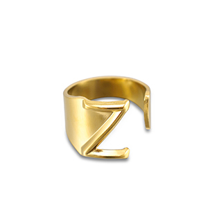 Roestvrij stalen (RVS) Stainless steel ringen letter Z Gold