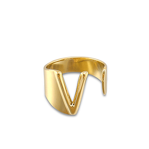 Roestvrij stalen (RVS) Stainless steel ringen letter V Gold