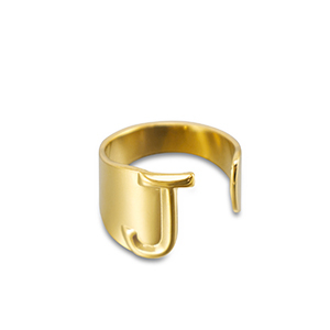 Roestvrij stalen (RVS) Stainless steel ringen letter J Gold