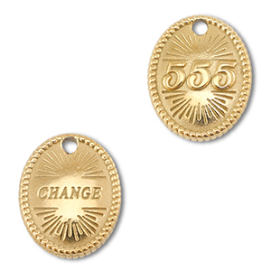 BY31&reg; Roestvrij stalen (RVS) stainless steel bedel angelnumbers 555 / change Gold