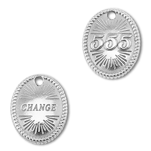 BY31&reg; Roestvrij stalen (RVS) stainless steel bedel angelnumbers 555 / change Silver