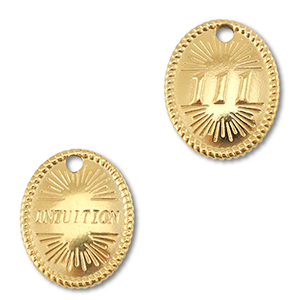 BY31&reg; Roestvrij stalen (RVS) stainless steel bedel angelnumbers 111 / intuition Gold