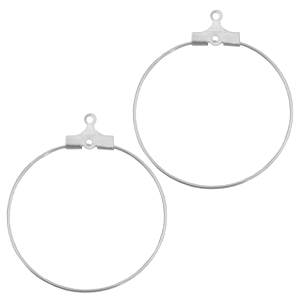 Onderdelen DQ metaal creool oorring hanger 30mm Antiek zilver (nikkelvrij)