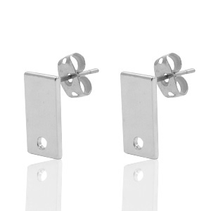 Onderdelen DQ metaal earpin rechthoek 6x12mm Antiek zilver (nikkelvrij)