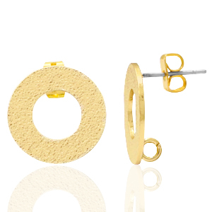 Onderdelen DQ metaal earpin rond met oogje Goud (nikkelvrij)