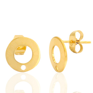 Roestvrij stalen (RVS) Stainless steel oorbellen / oorstekers 10mm met oogje Goud