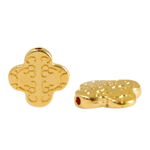 Kralen DQ metaal kruis 11mm Goud (nikkelvrij)