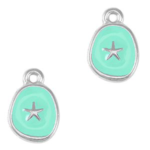 Bedels DQ metaal zeester Antiek zilver-veraman blue (nikkelvrij)