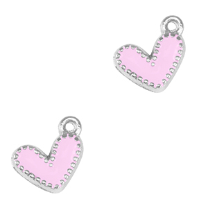 Bedels DQ metaal hart Antiek zilver-lilac rose (nikkelvrij)