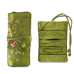 Sieraden reisetui met bloemen Olive green
