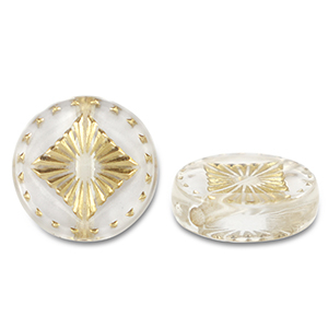 Acryl kralen rond met vierkant Transparent-gold