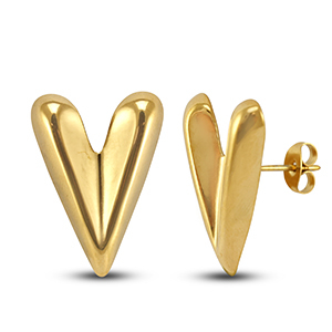 Roestvrij stalen (RVS) Stainless steel oorbellen / oorstekers hart Gold