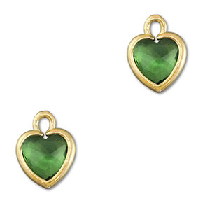 Hangers van Crystal glas hart Green-gold