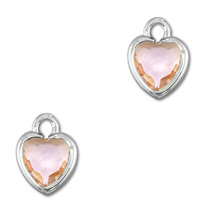 Hangers van Crystal glas hart Peach-silver