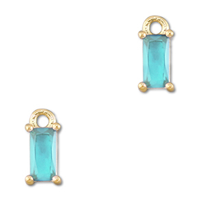 Hangers van Crystal glas rechthoek Aquamarine blue-gold