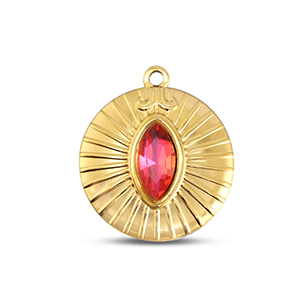 BY31&reg; Roestvrij stalen (RVS) Stainless steel bedels rond Gold-soft pink opal