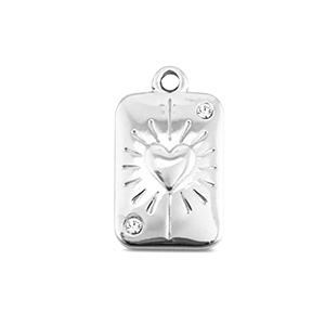 BY31&reg; Roestvrij stalen (RVS) Stainless steel bedels kaart hart Silver