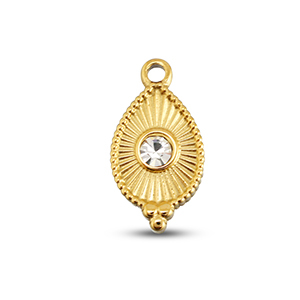 BY31&reg; Roestvrij stalen (RVS) Stainless steel bedels druppel Gold-crystal