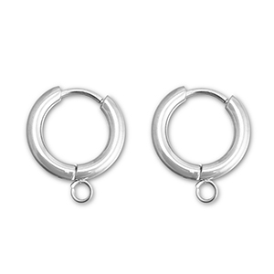 Roestvrij stalen (RVS) Stainless steel oorbellen creolen met oogje 13mm Silver