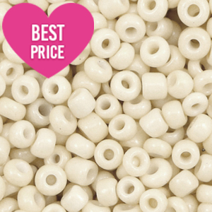 Glaskralen Rocailles 8/0 (3mm) Cream white