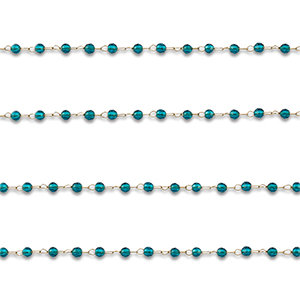 Roestvrij stalen (RVS) Stainless steel onderdelen jasseron rond Gold-turquoise blue